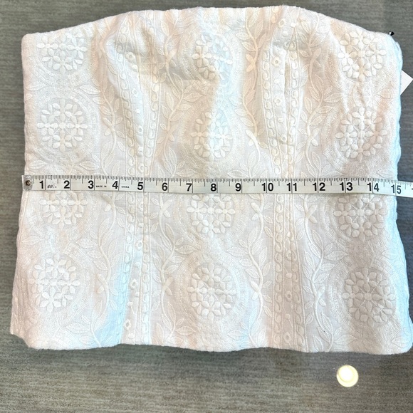 W By Worth Optic White Linen Embroidered Strapless Top - NWT - Picture 6 of 8